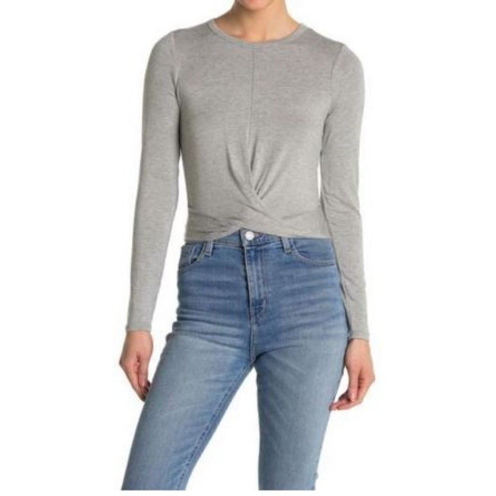 Socialite Grey Knotted Knit Top Size XL‎